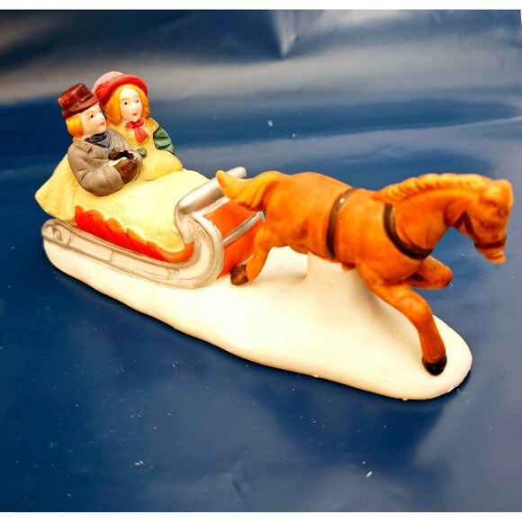 Lemax Dickensvale Christmas Village  Porcelain Horse & Sleigh 1990 In Box EUC! - Picture 7 of 13